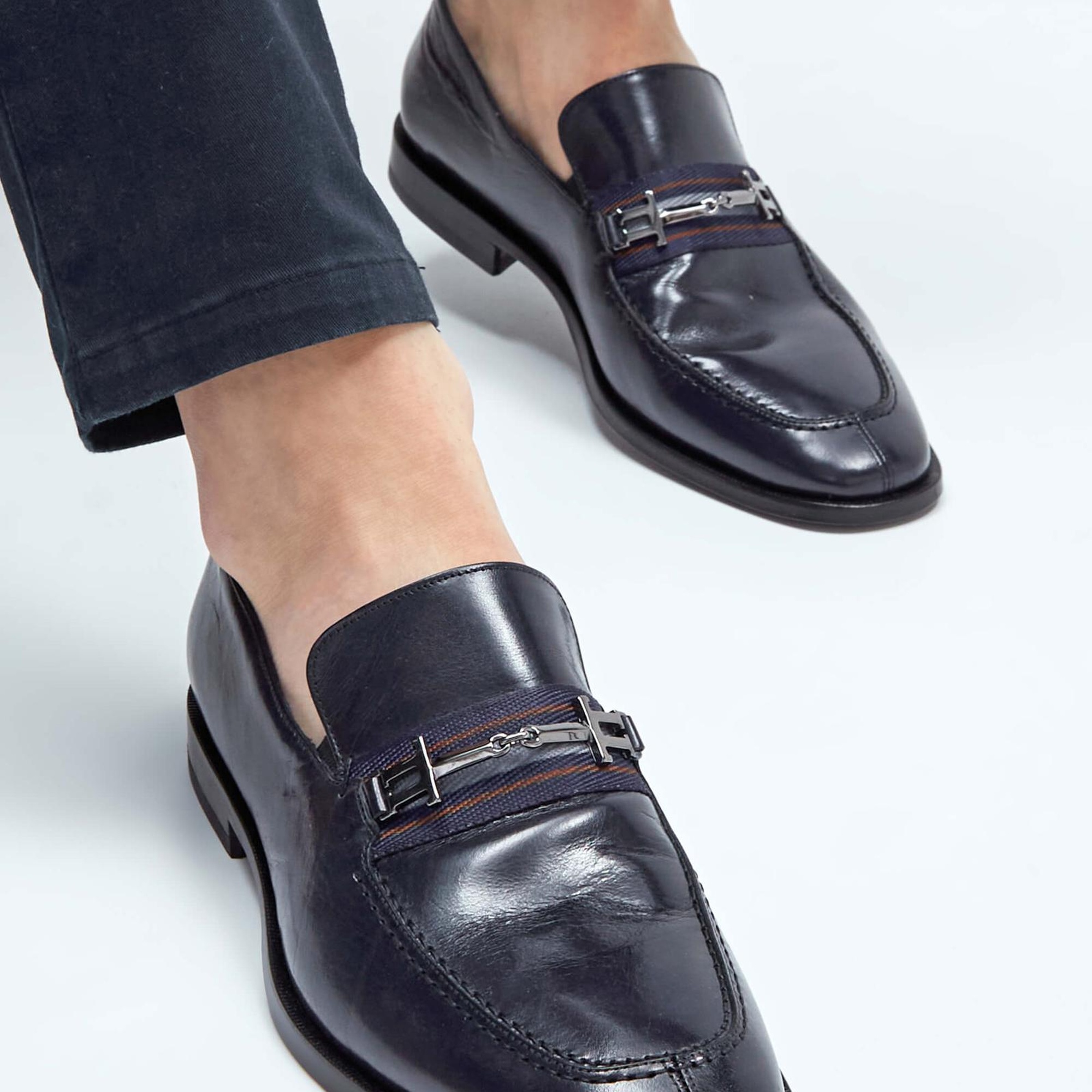 Tamer Tanca Erkek Hakiki Deri Lacivert Makosen Ayakkabı