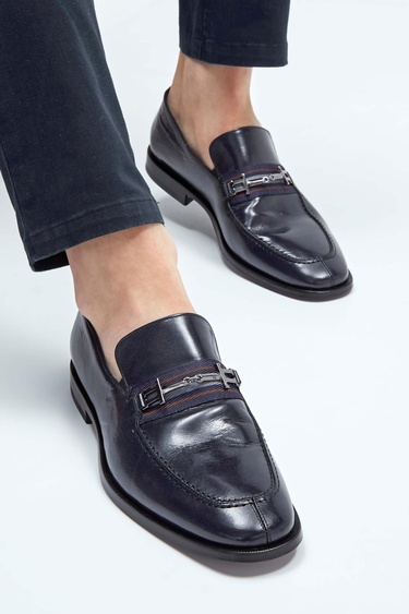  Tamer Tanca Erkek Hakiki Deri Lacivert Makosen Ayakkabı