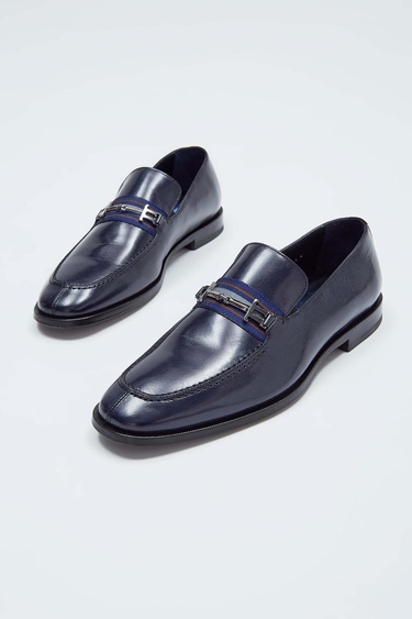  Tamer Tanca Erkek Hakiki Deri Lacivert Makosen Ayakkabı