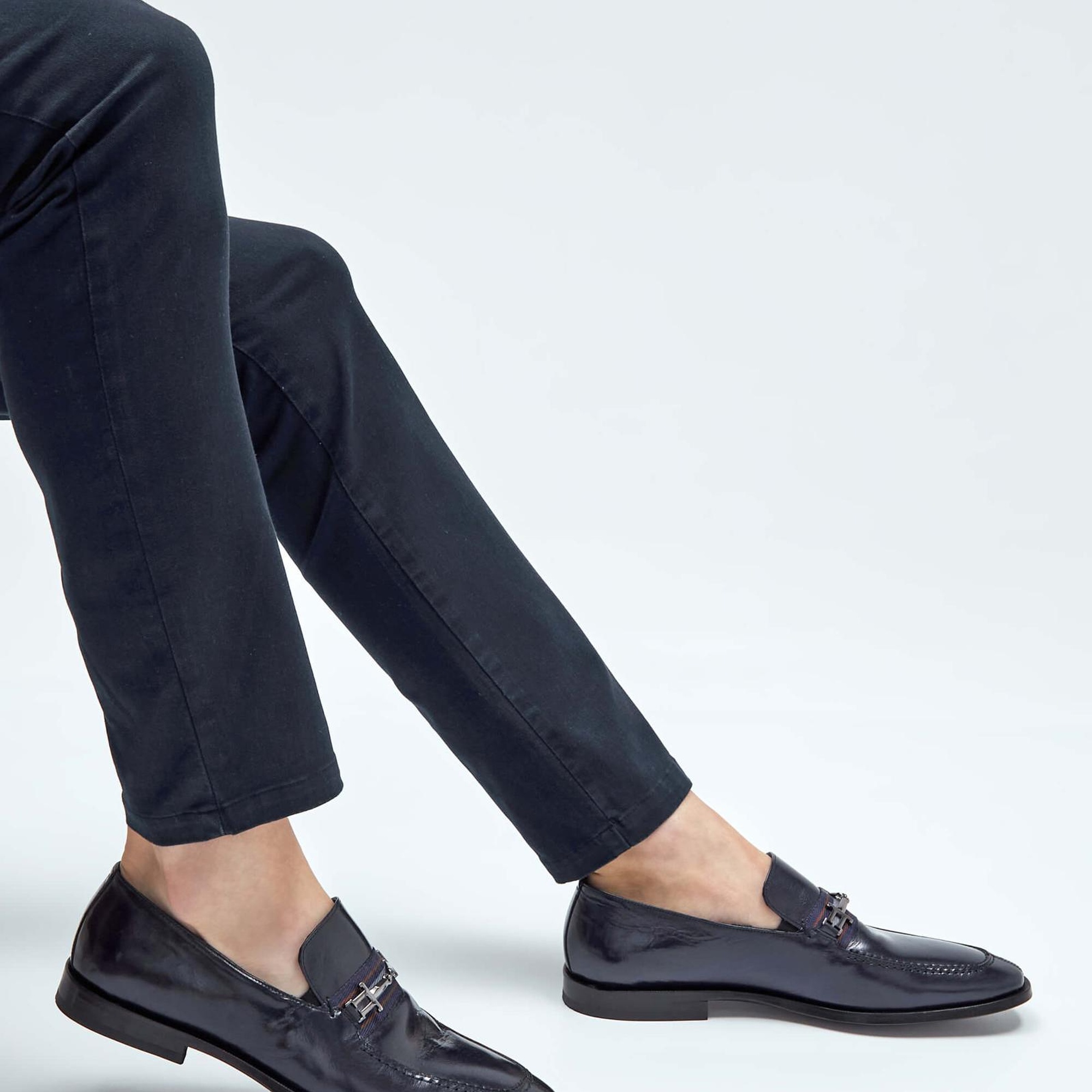 Tamer Tanca Erkek Hakiki Deri Lacivert Makosen Ayakkabı