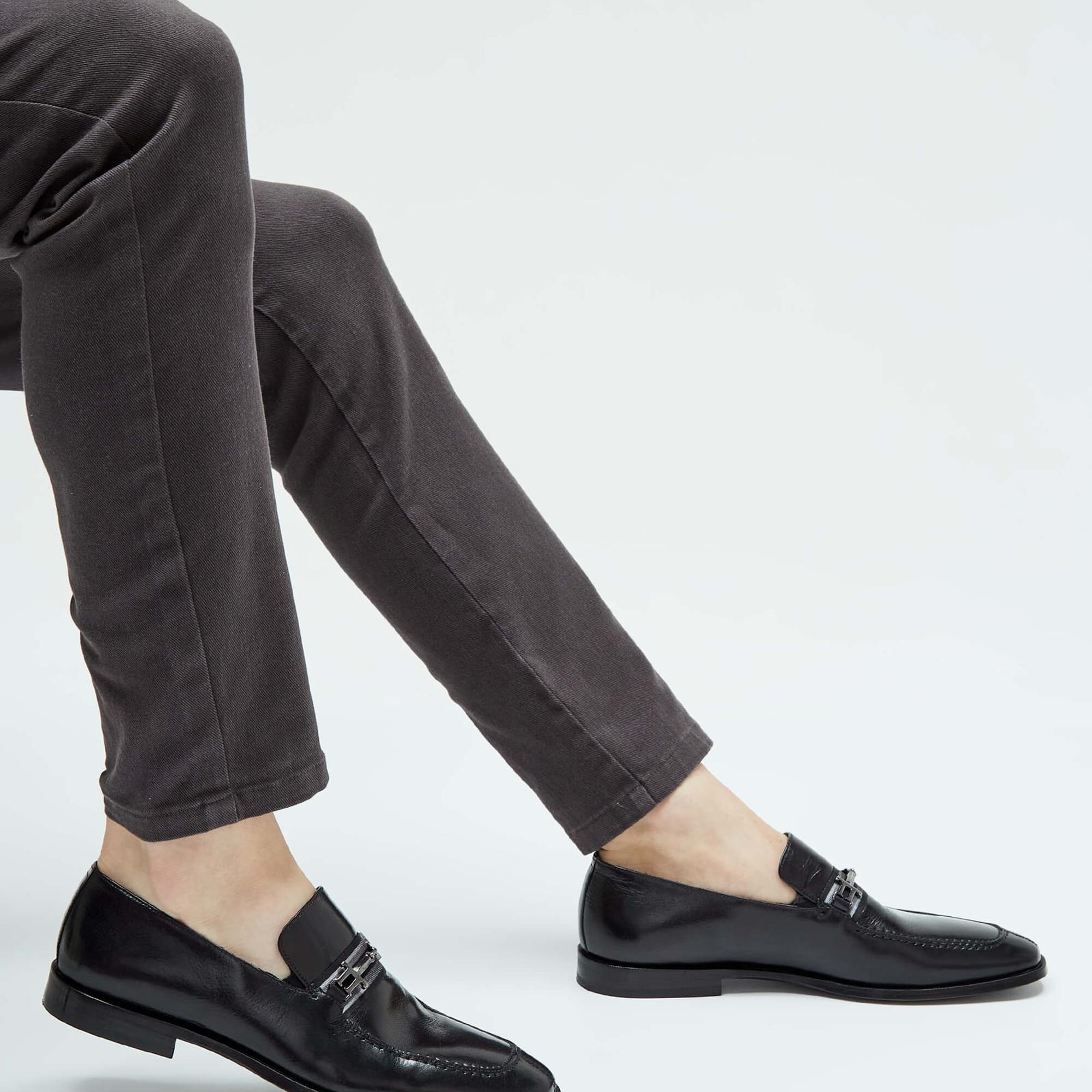 Tamer Tanca Erkek Hakiki Deri Siyah Makosen Ayakkabı