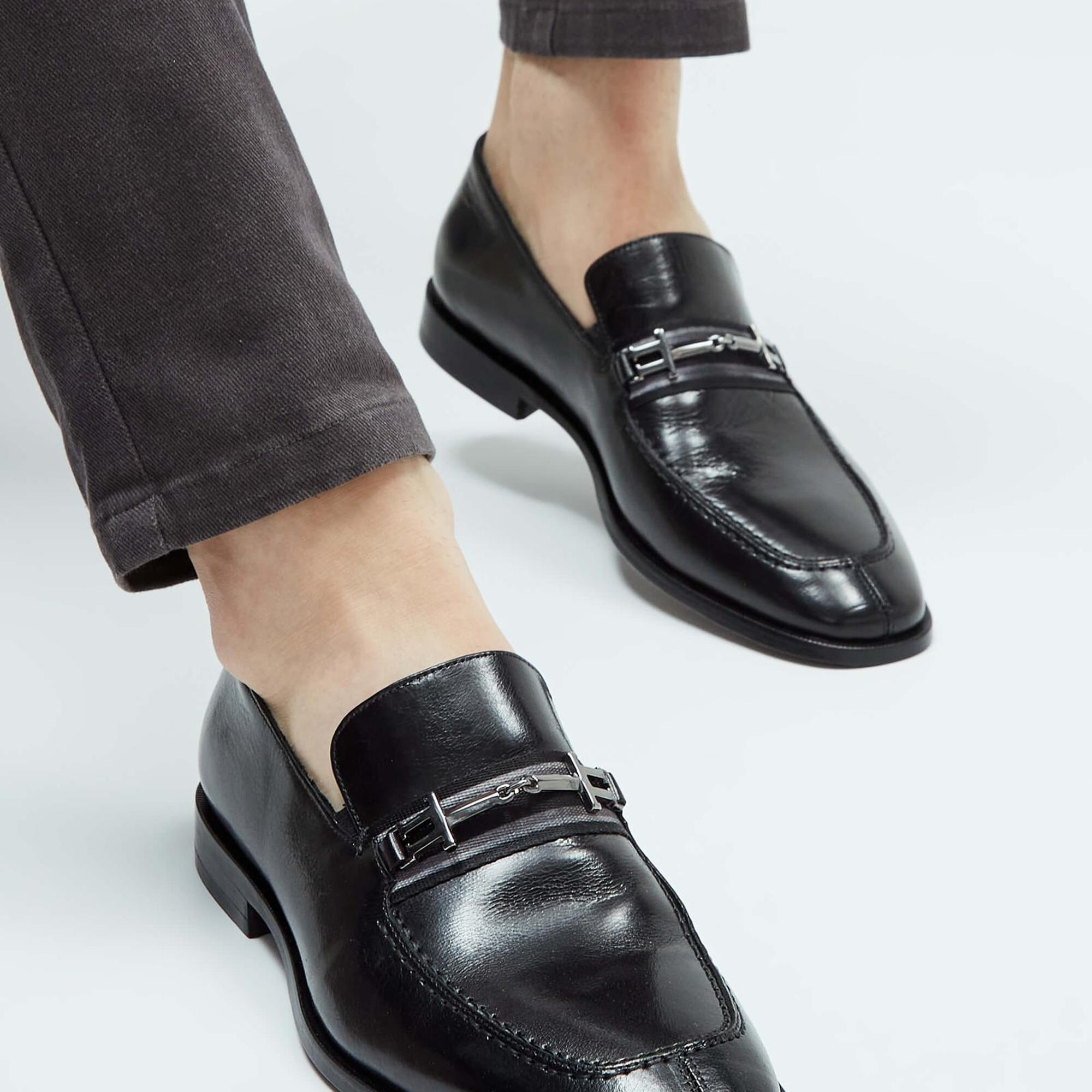 Tamer Tanca Erkek Hakiki Deri Siyah Makosen Ayakkabı