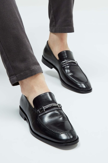  Tamer Tanca Erkek Hakiki Deri Siyah Makosen Ayakkabı