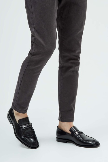  Tamer Tanca Erkek Hakiki Deri Siyah Makosen Ayakkabı