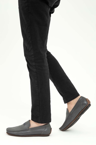  Tamer Tanca Erkek Hakiki Deri Gri Driver Ayakkabı