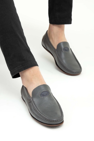  Tamer Tanca Erkek Hakiki Deri Gri Driver Ayakkabı