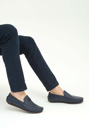  Tamer Tanca Erkek Hakiki Deri Lacivert Driver Ayakkabı