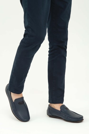  Tamer Tanca Erkek Hakiki Deri Lacivert Driver Ayakkabı