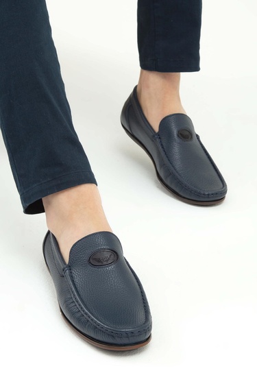  Tamer Tanca Erkek Hakiki Deri Lacivert Driver Ayakkabı