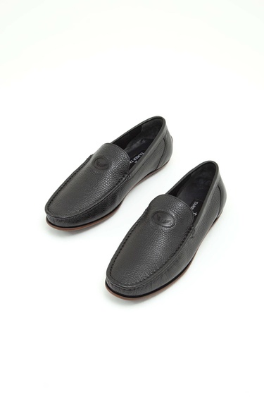  Tamer Tanca Erkek Hakiki Deri Siyah Floter Driver Ayakkabı
