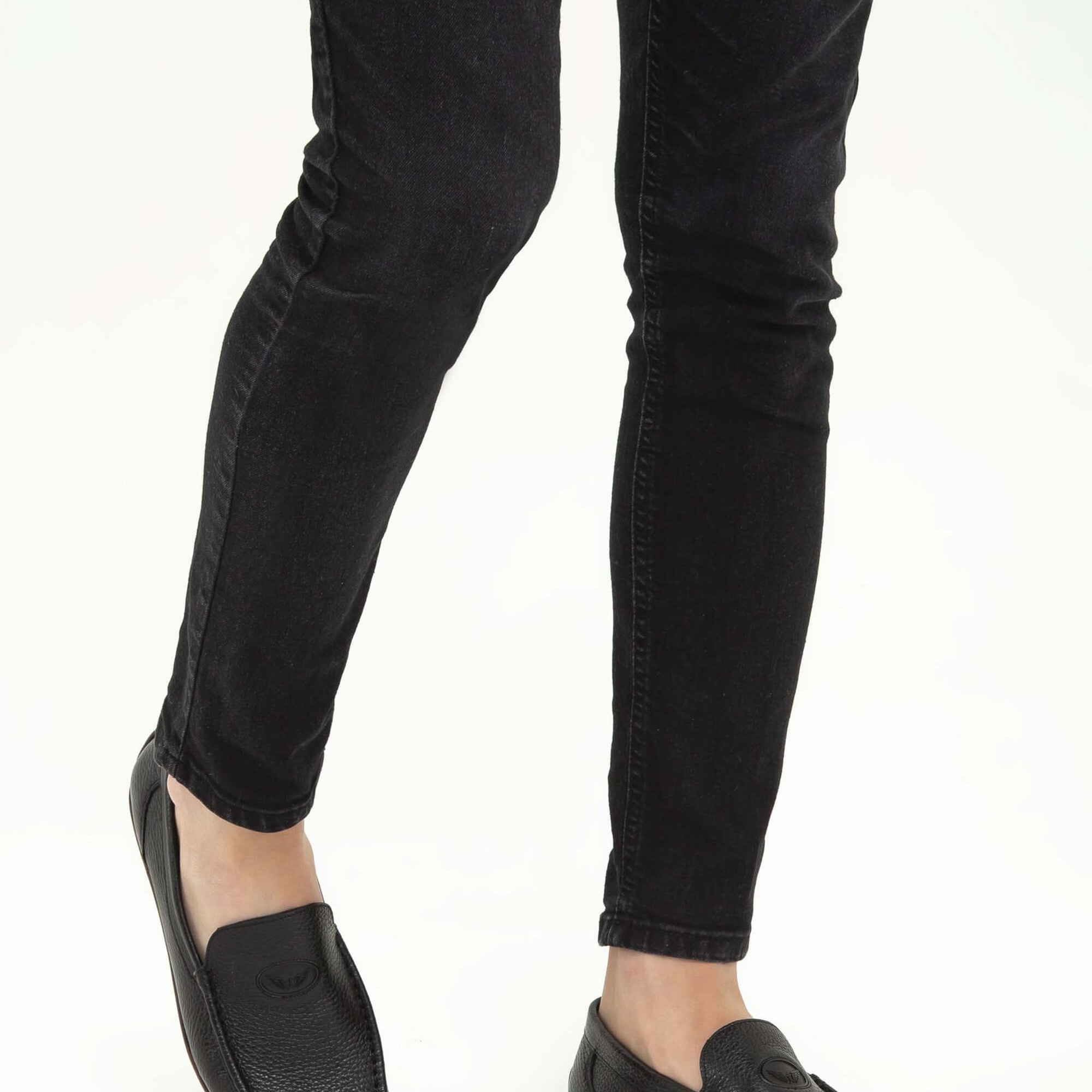 Tamer Tanca Erkek Hakiki Deri Siyah Floter Driver Ayakkabı