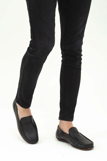  Tamer Tanca Erkek Hakiki Deri Siyah Floter Driver Ayakkabı