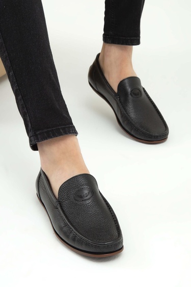  Tamer Tanca Erkek Hakiki Deri Siyah Floter Driver Ayakkabı