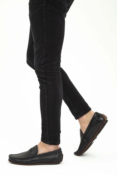  Tamer Tanca Erkek Hakiki Deri Siyah Floter Driver Ayakkabı