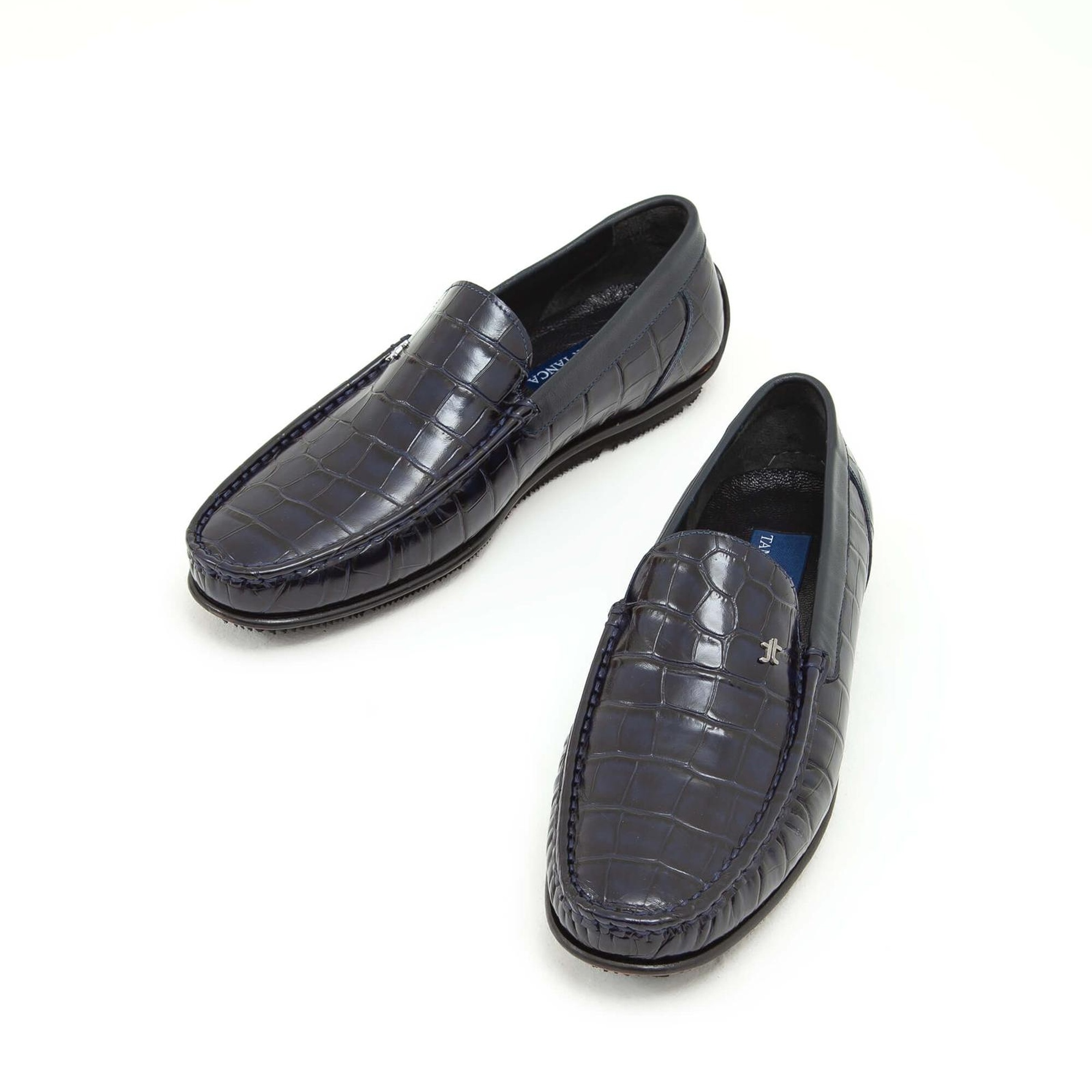 Tamer Tanca Erkek Hakiki Deri Lacivert Kroko Driver Ayakkabı