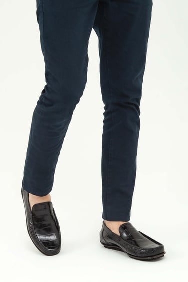  Tamer Tanca Erkek Hakiki Deri Siyah Kroko Driver Ayakkabı