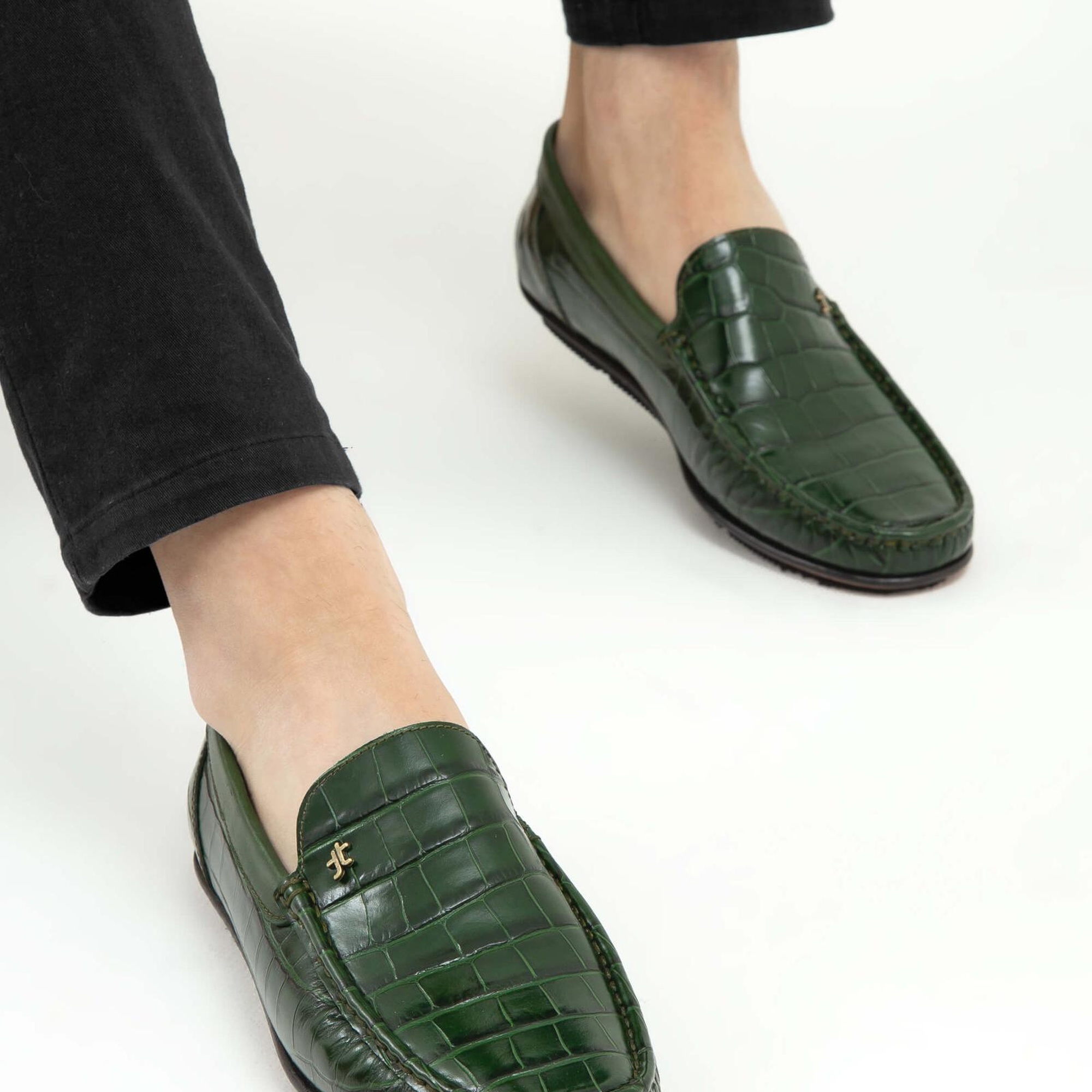 Tamer Tanca Erkek Hakiki Deri Yeşil Driver Ayakkabı