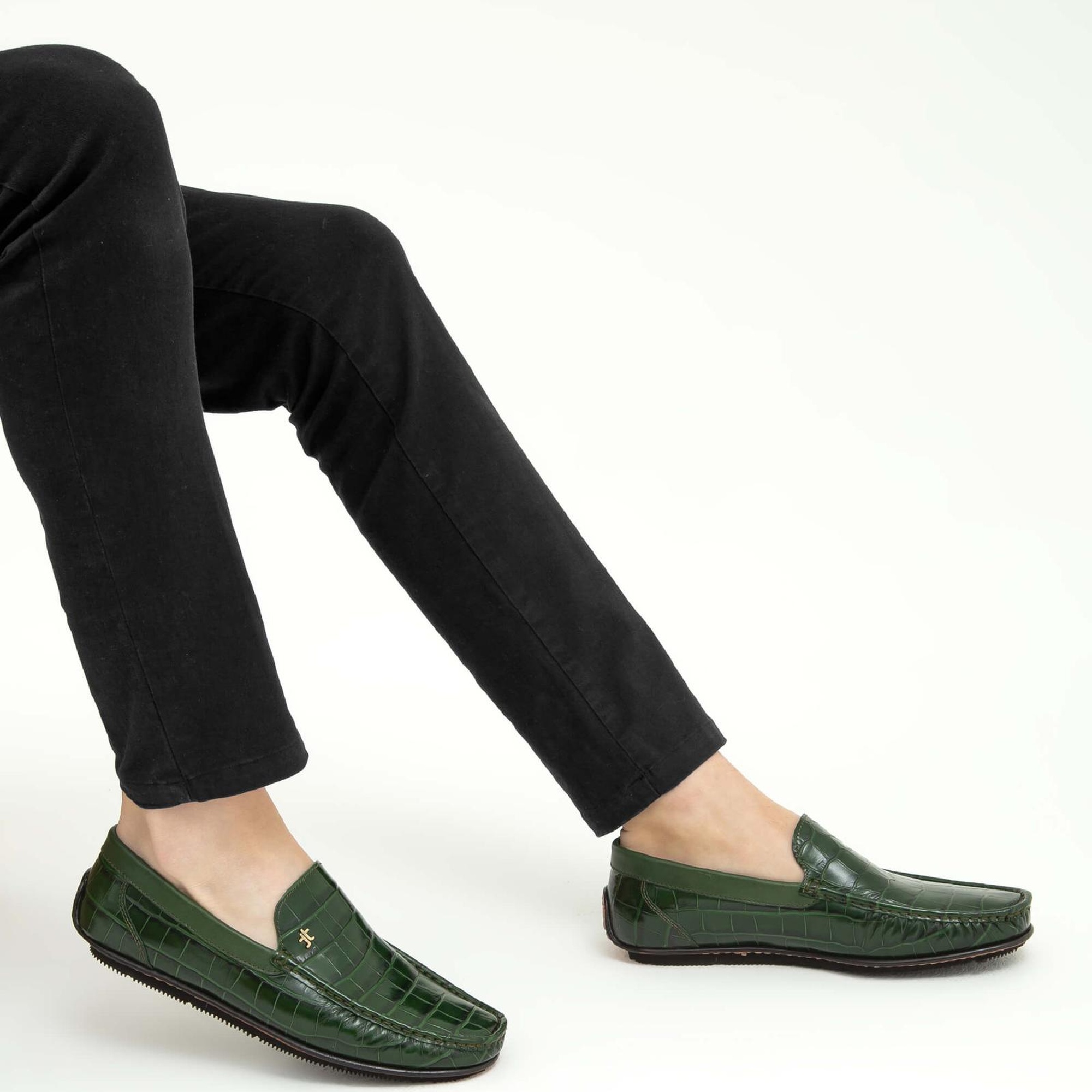 Tamer Tanca Erkek Hakiki Deri Yeşil Driver Ayakkabı