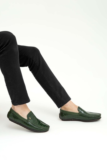  Tamer Tanca Erkek Hakiki Deri Yeşil Driver Ayakkabı