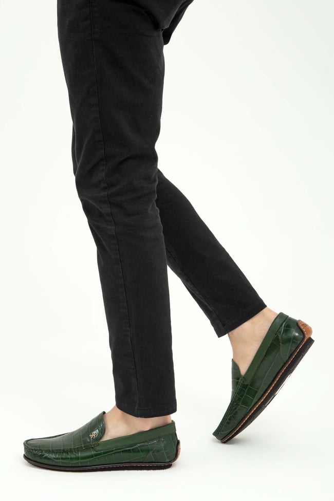  Tamer Tanca Erkek Hakiki Deri Yeşil Driver Ayakkabı