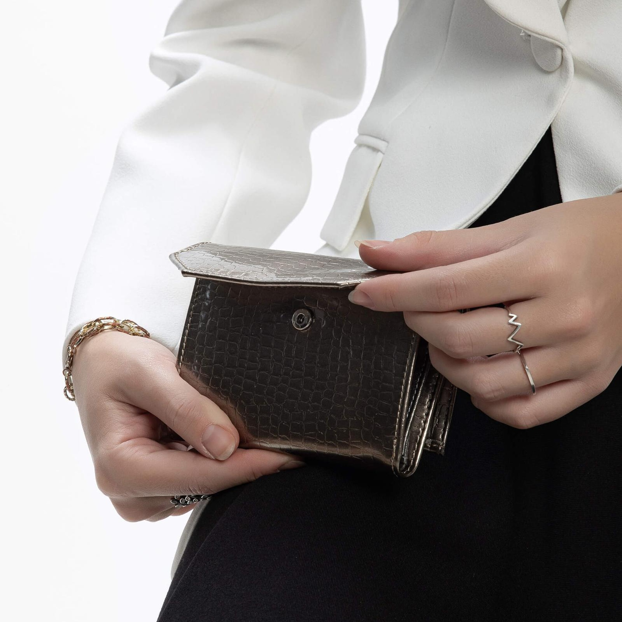 Tamer Tanca Kadın Vegan Antrasit Rugan Cüzdan Cuzdan