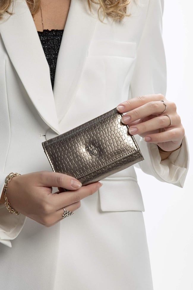  Tamer Tanca Kadın Vegan Antrasit Rugan Cüzdan Cuzdan