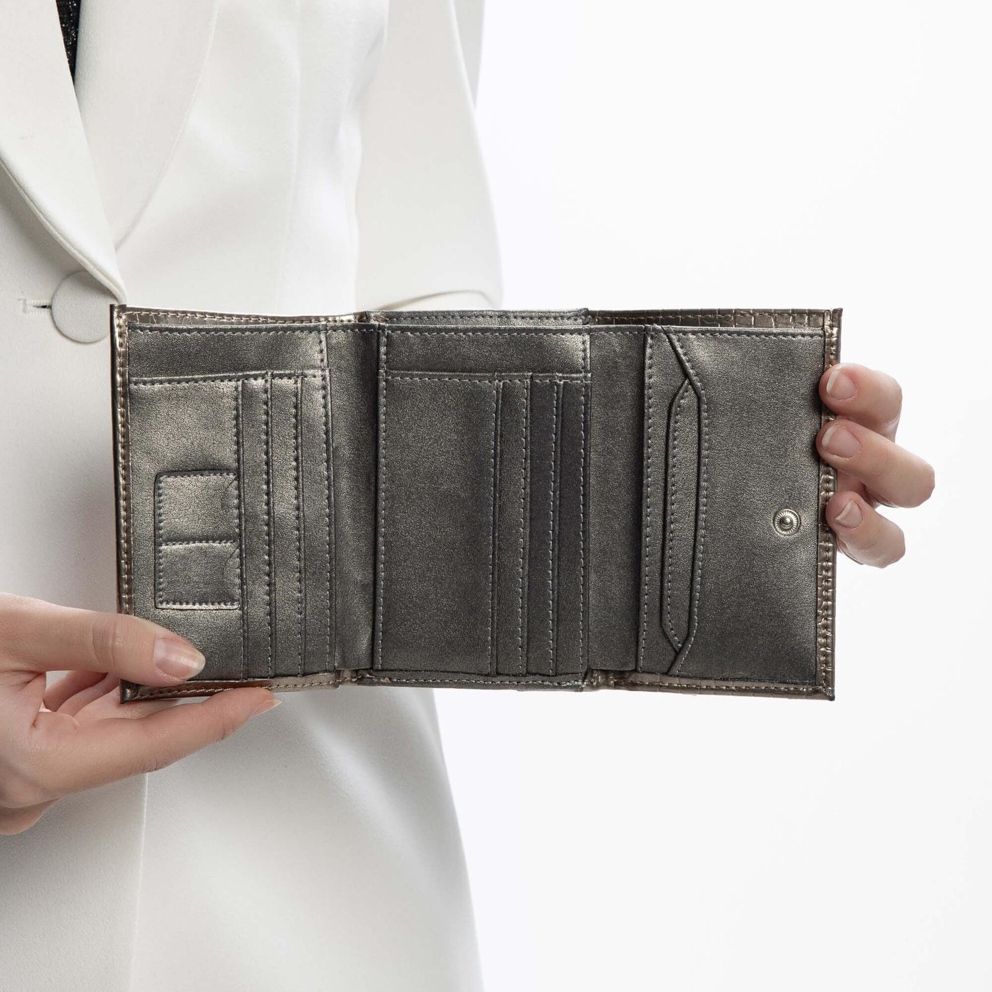 Tamer Tanca Kadın Vegan Antrasit Rugan Cüzdan Cuzdan