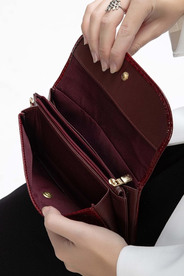  Tamer Tanca Kadın Vegan Bordo Rugan Cüzdan Cuzdan