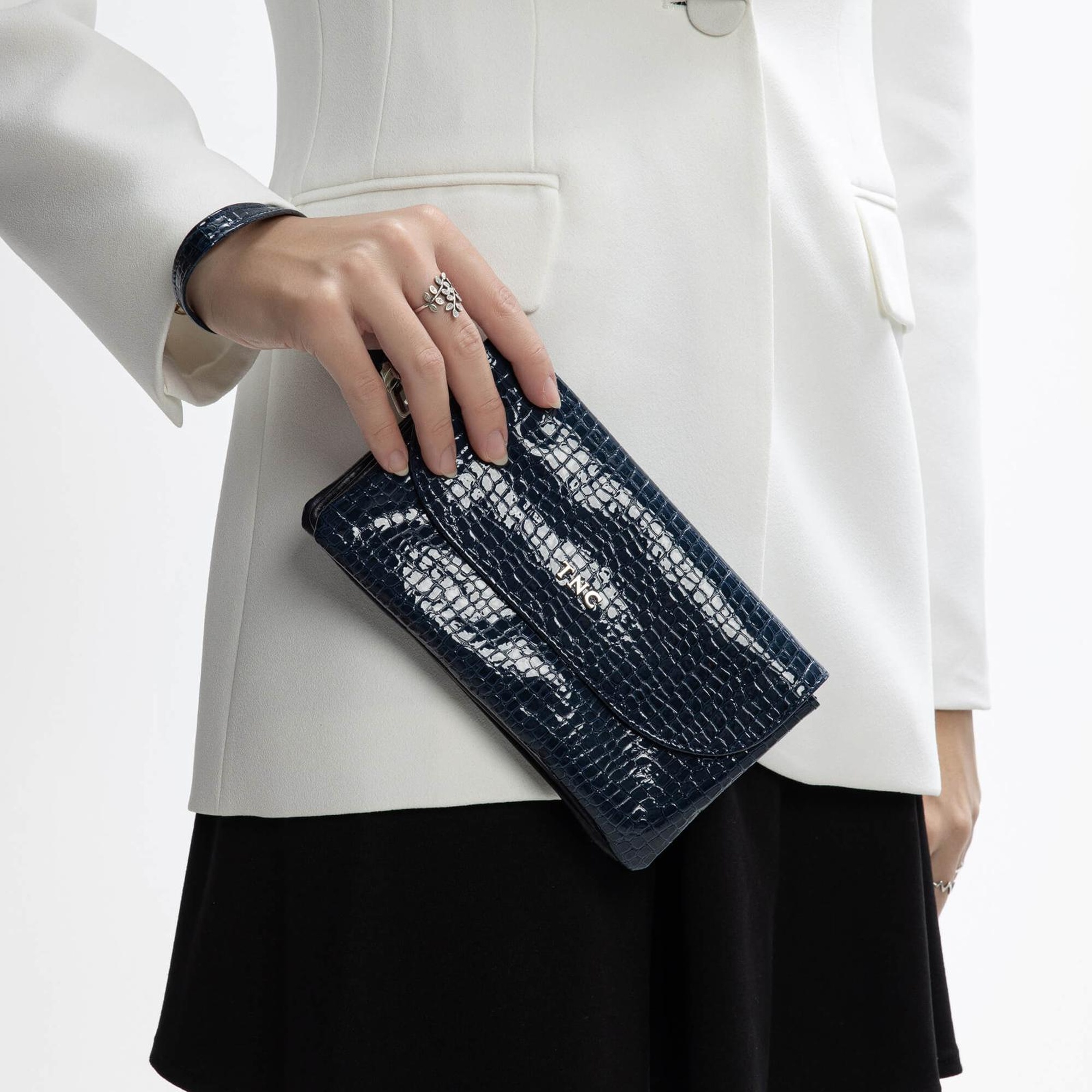 Tamer Tanca Kadın Vegan Lacivert Rugan Cüzdan Cuzdan