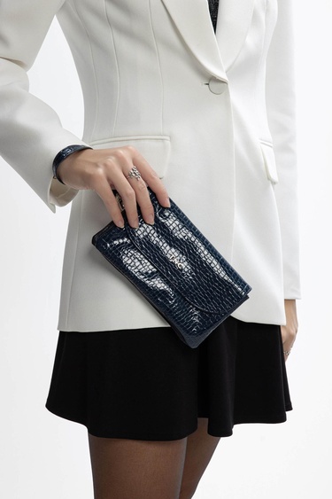  Tamer Tanca Kadın Vegan Lacivert Rugan Cüzdan Cuzdan