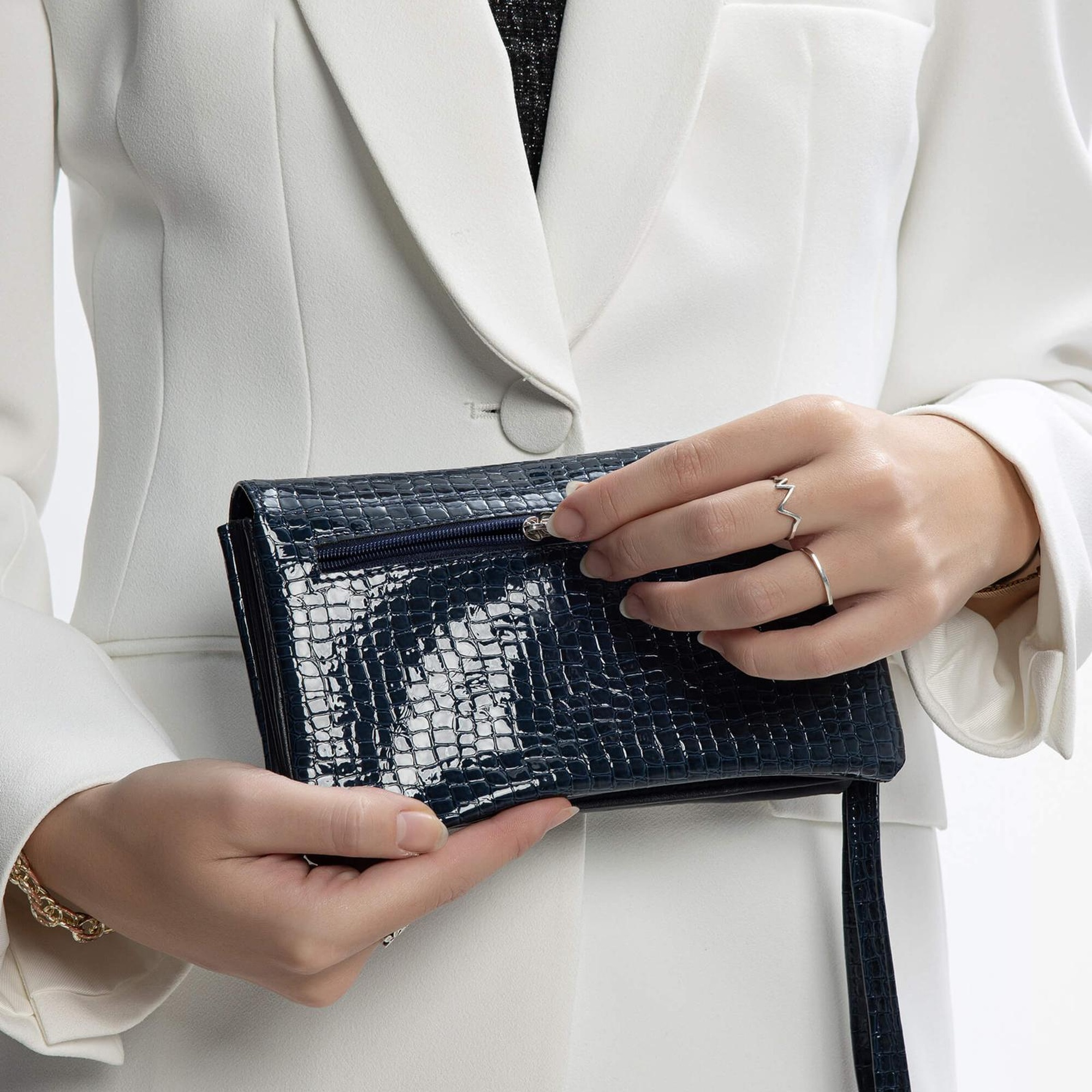 Tamer Tanca Kadın Vegan Lacivert Rugan Cüzdan Cuzdan