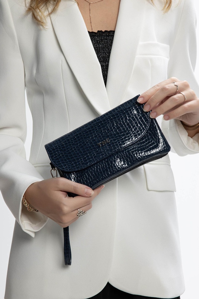  Tamer Tanca Kadın Vegan Lacivert Rugan Cüzdan Cuzdan