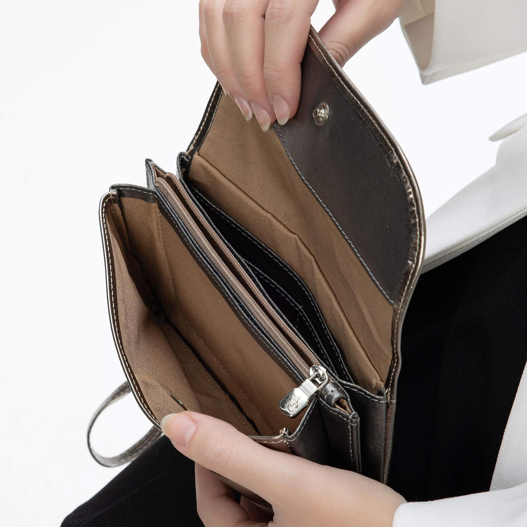 Tamer Tanca Kadın Vegan Antrasit Rugan Cüzdan Cuzdan