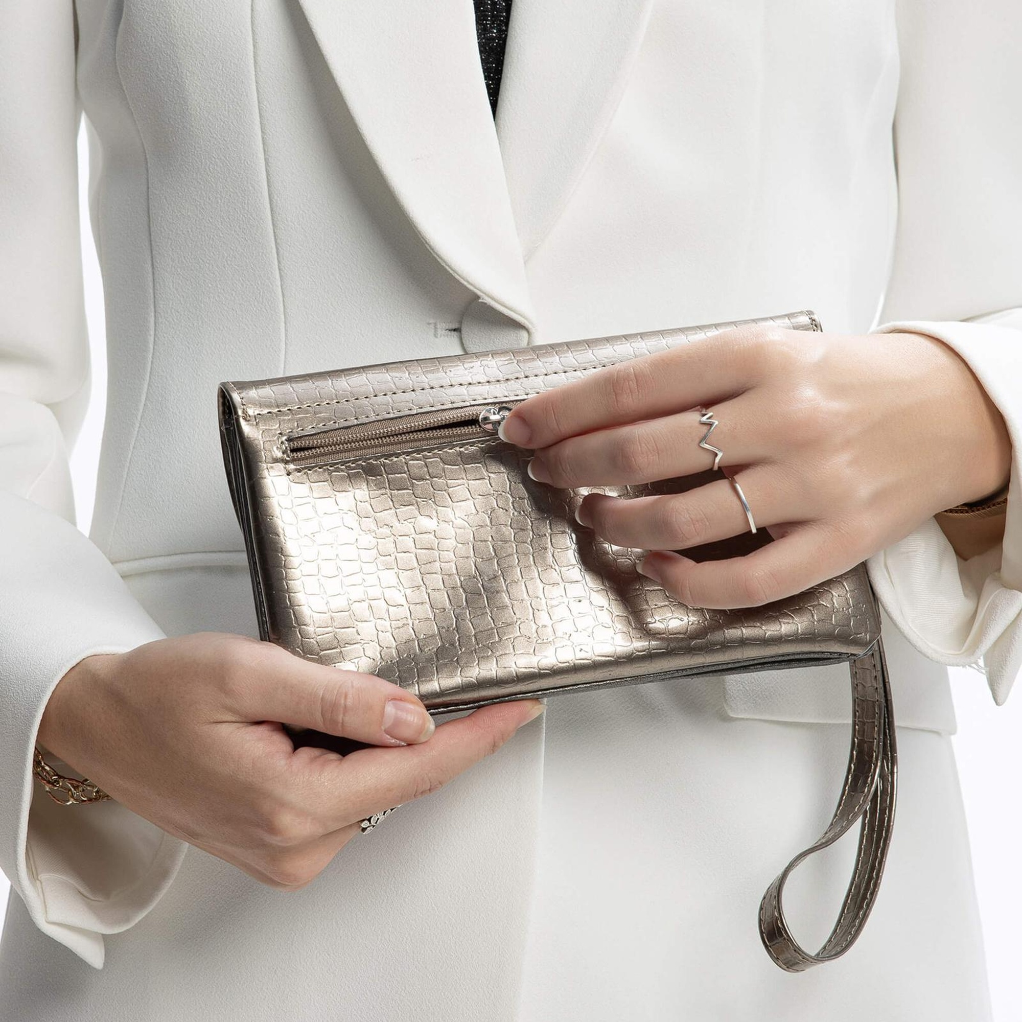 Tamer Tanca Kadın Vegan Antrasit Rugan Cüzdan Cuzdan