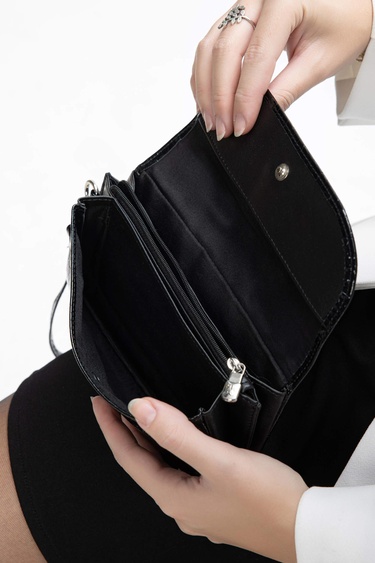  Tamer Tanca Kadın Vegan Siyah Rugan Cüzdan Cuzdan