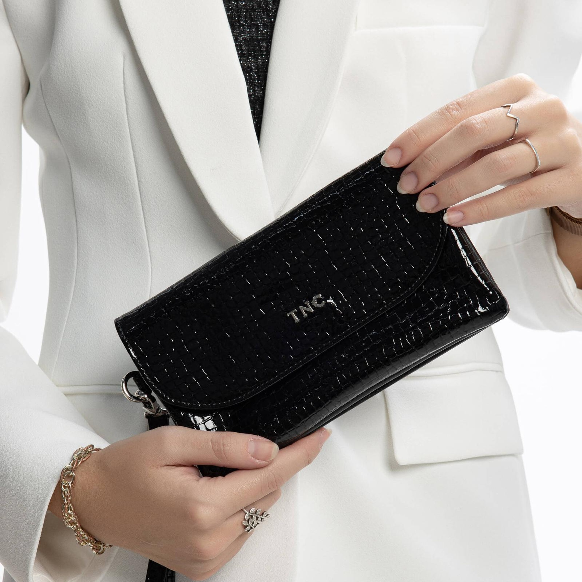 Tamer Tanca Kadın Vegan Siyah Rugan Cüzdan Cuzdan