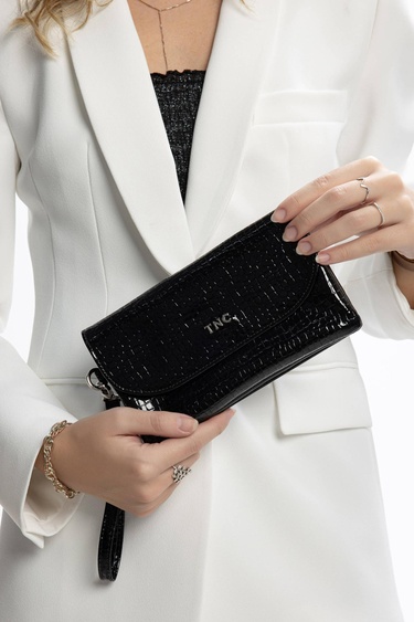  Tamer Tanca Kadın Vegan Siyah Rugan Cüzdan Cuzdan