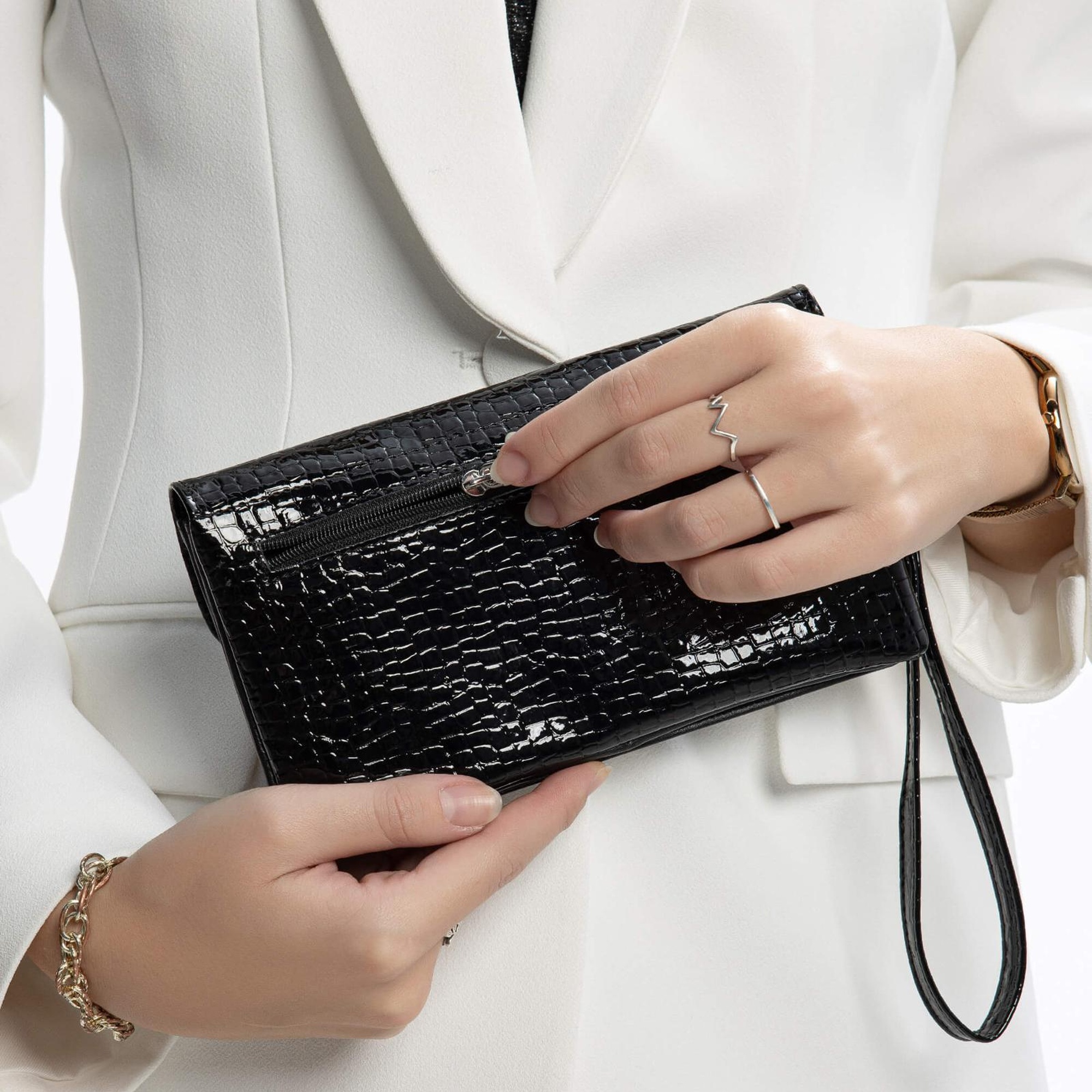 Tamer Tanca Kadın Vegan Siyah Rugan Cüzdan Cuzdan