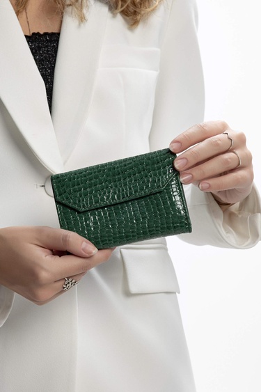  Tamer Tanca Kadın Vegan Yeşil Rugan Cüzdan Cuzdan