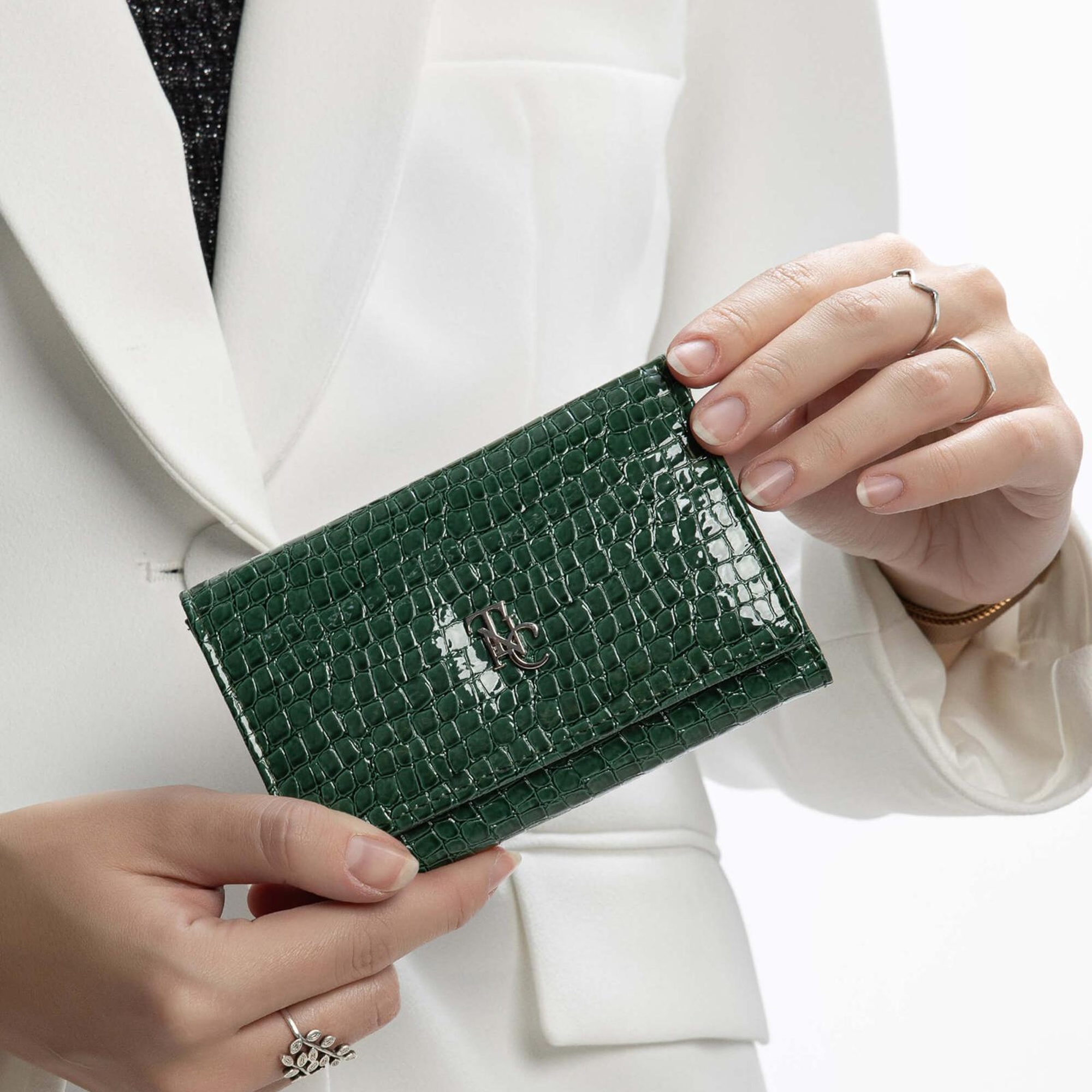 Tamer Tanca Kadın Vegan Yeşil Rugan Cüzdan Cuzdan