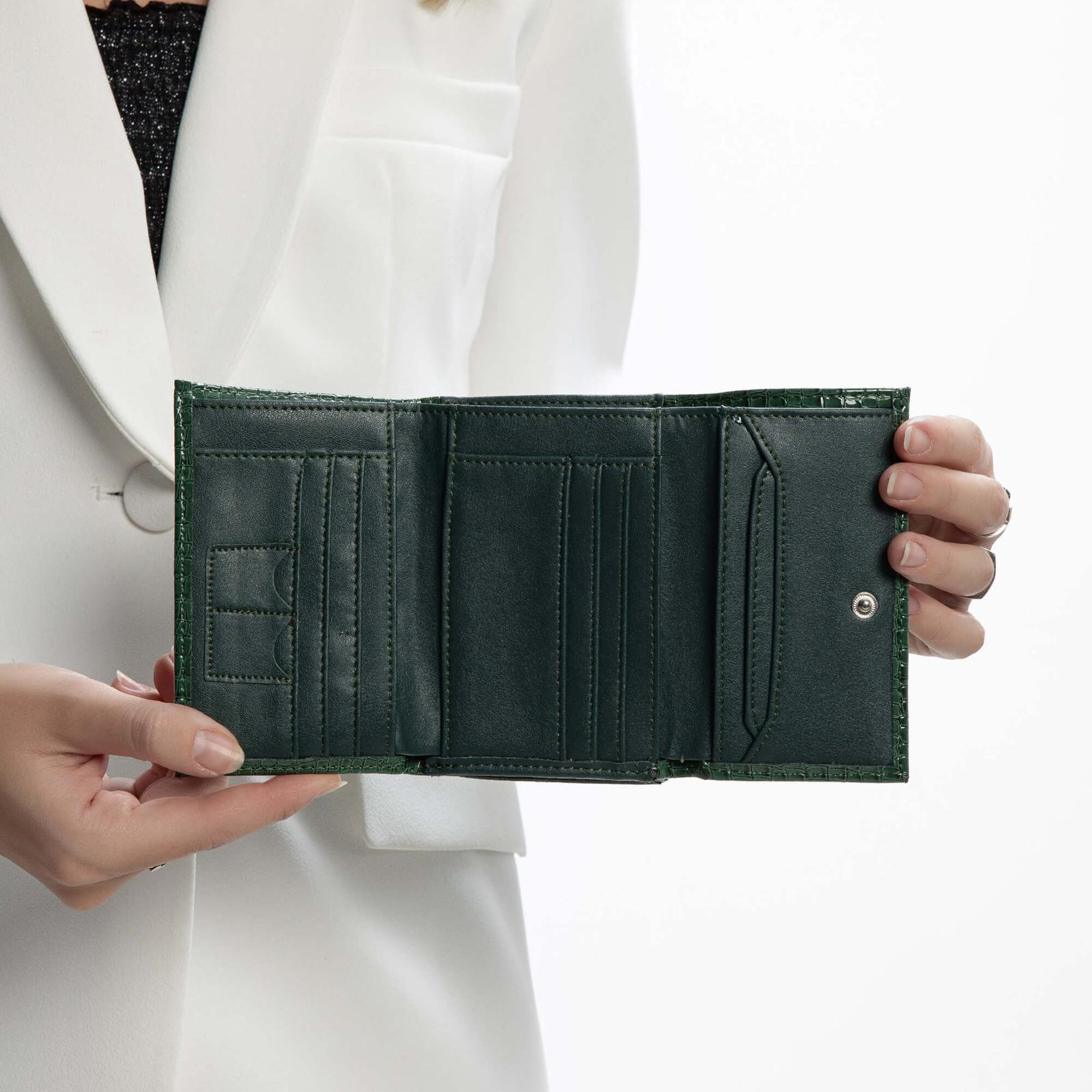 Tamer Tanca Kadın Vegan Yeşil Rugan Cüzdan Cuzdan