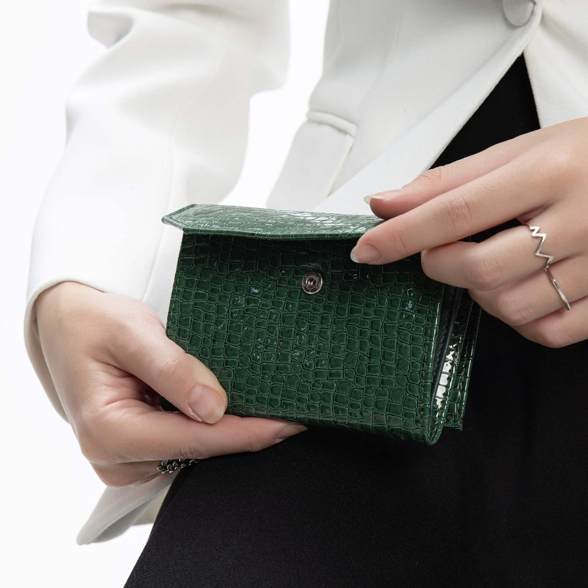 Tamer Tanca Kadın Vegan Yeşil Rugan Cüzdan Cuzdan