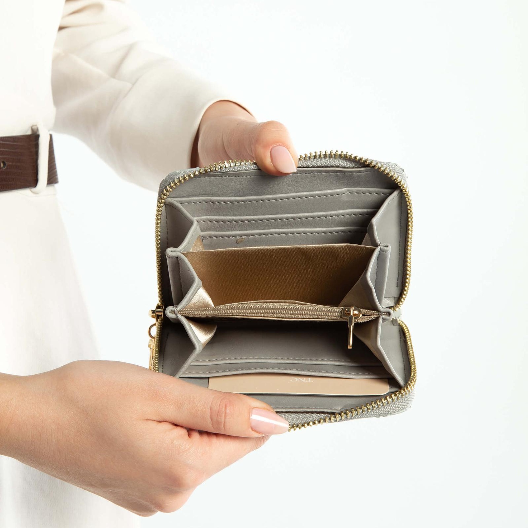 Tamer Tanca Kadın Hakiki Deri Gri Günlük Cuzdan