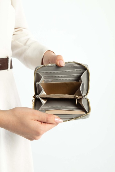  Tamer Tanca Kadın Hakiki Deri Gri Günlük Cuzdan