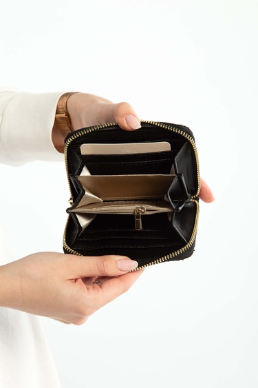  Tamer Tanca Kadın Hakiki Deri Siyah Günlük Cuzdan