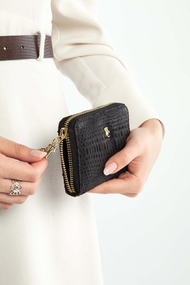  Tamer Tanca Kadın Hakiki Deri Siyah Günlük Cuzdan