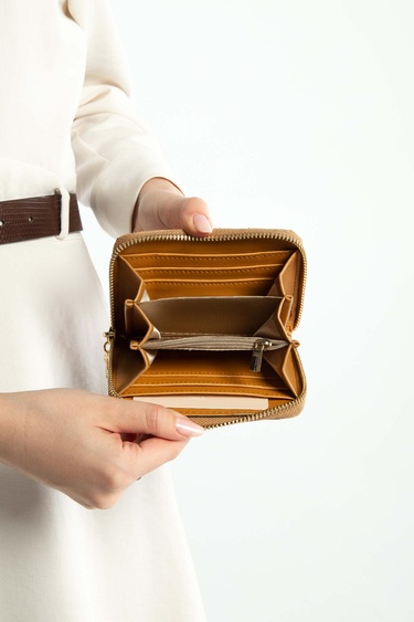  Tamer Tanca Kadın Hakiki Deri Hardal Günlük Cuzdan