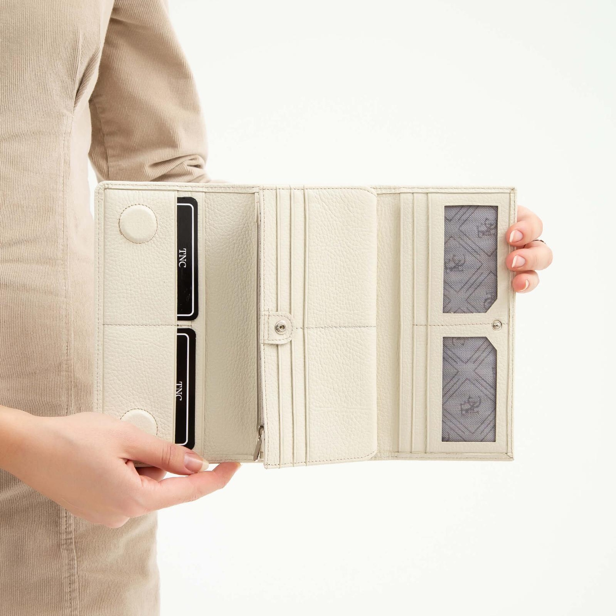 Tamer Tanca Kadın Hakiki Deri Bej Günlük Cuzdan