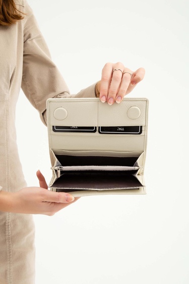  Tamer Tanca Kadın Hakiki Deri Bej Günlük Cuzdan