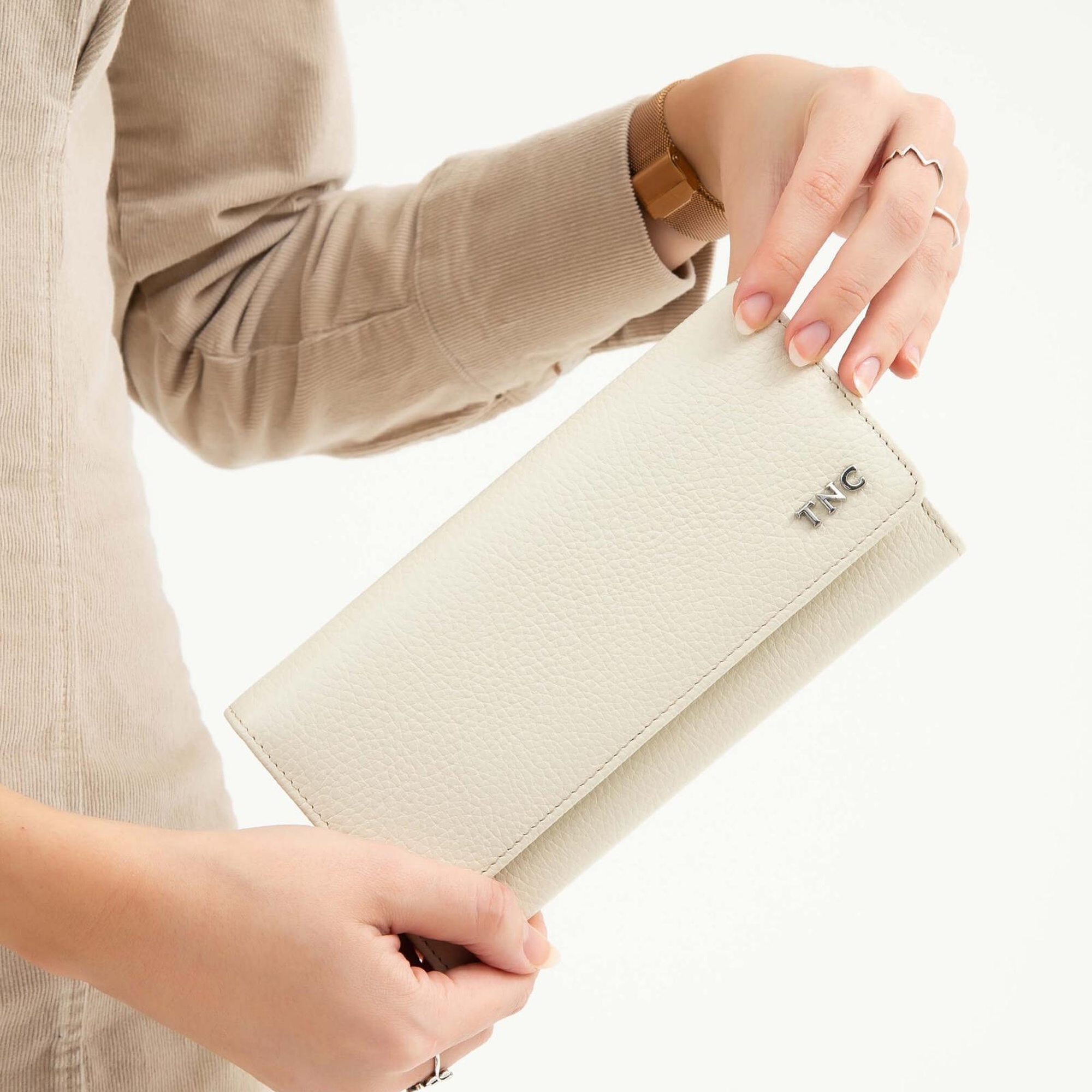 Tamer Tanca Kadın Hakiki Deri Bej Günlük Cuzdan